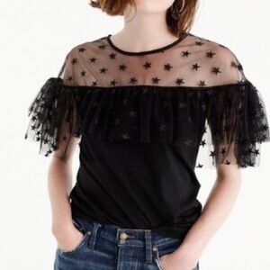 J. Crew Star Tulle Ruffle Party Top Small
